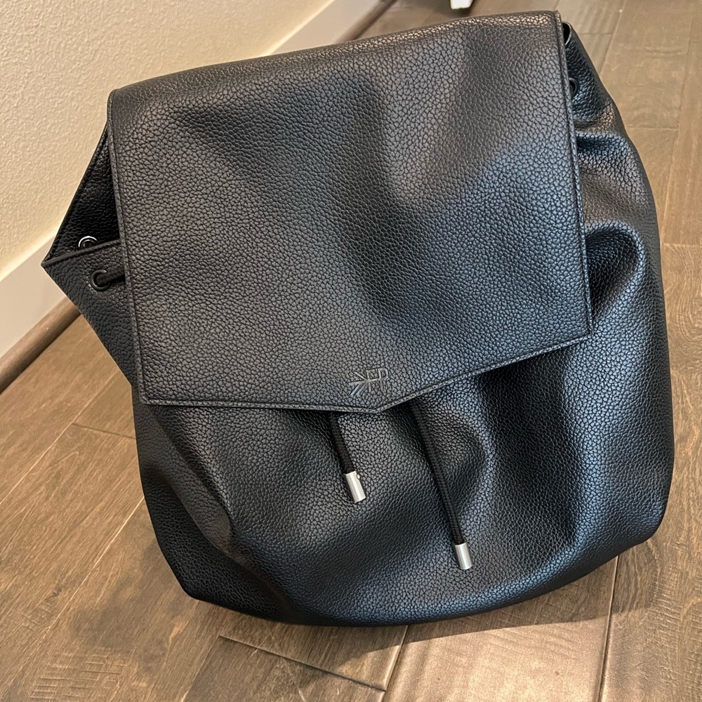 Freshly Picked Black Leather Diaperbag Backpack